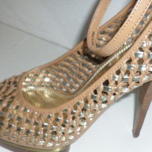 BEBE PLATFORM STILETTOS PEEP TOE